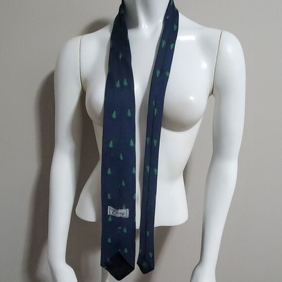 Envoy Blue & Green Christmas Tree Patterned Tie - Picture 3 of 4